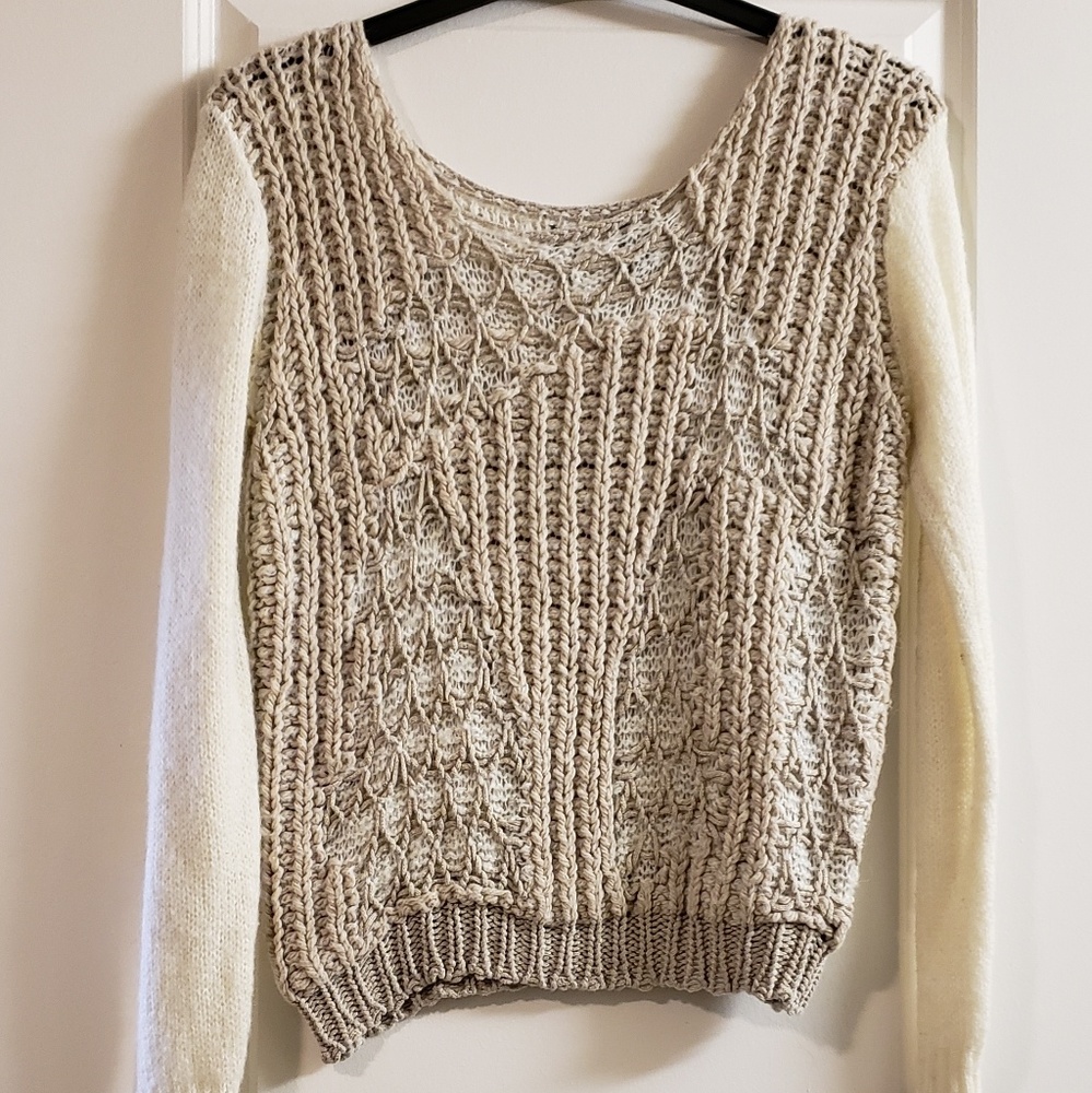 Like-new BKE Boutique Sweater in Off-white and Tan - Picture 3 of 5